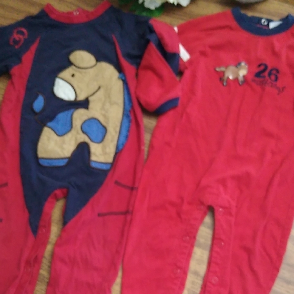 Red and Navy Baby Rompers 18 Months